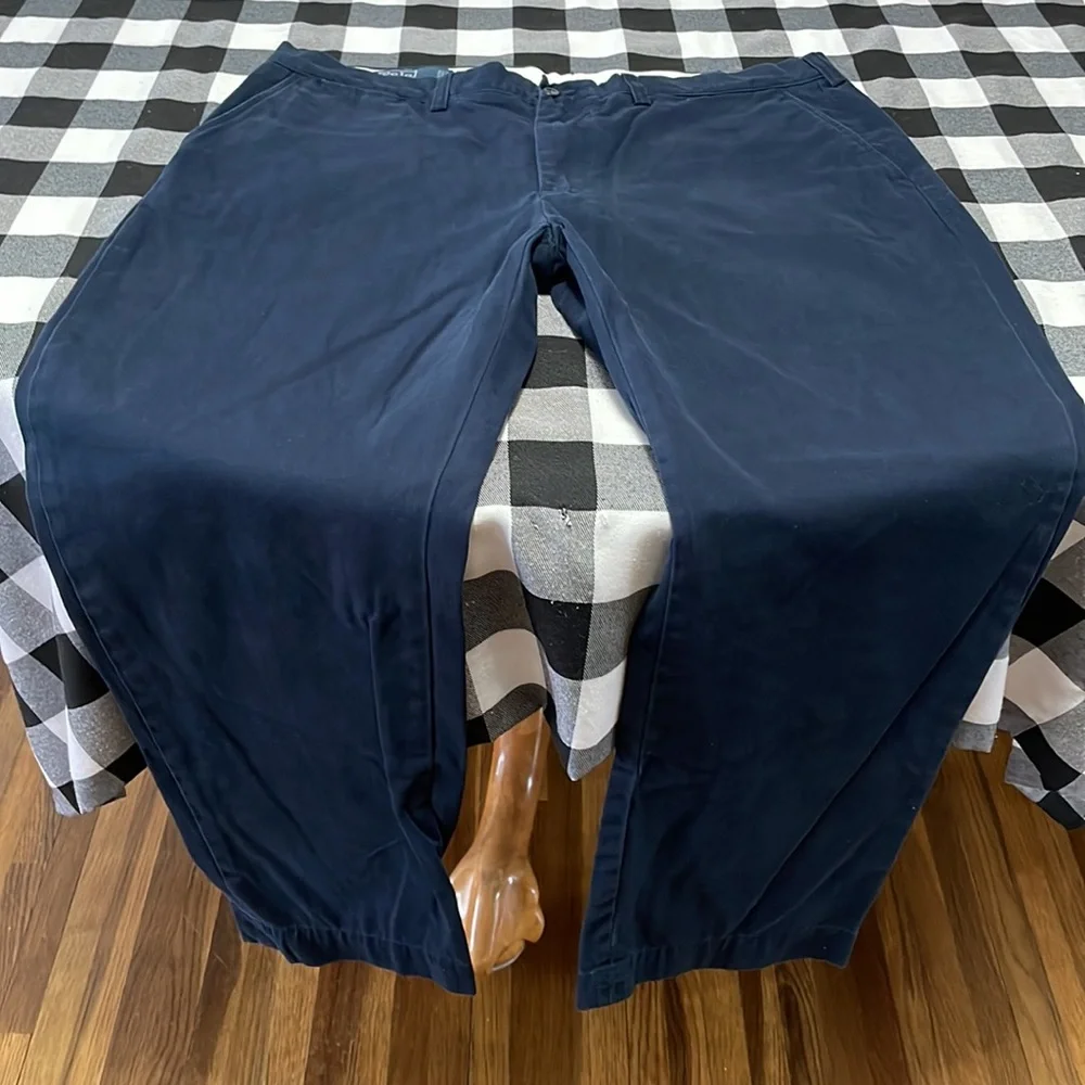 Polo Ralph Lauren Preston Chino Casual Pants 38 x 29 Short Navy Blue Red Pony - Picture 2 of 11